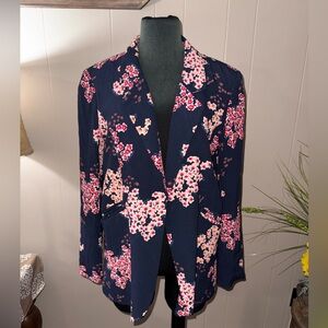Cynthia Rowley Dark Blue and Pink Patterned Blazer